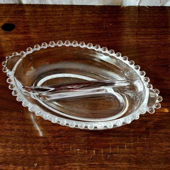 Imperial Glass Candlewick Oval 2 Part Relish Dish 8" divided serving bowl vntage - Picture 2 of 10